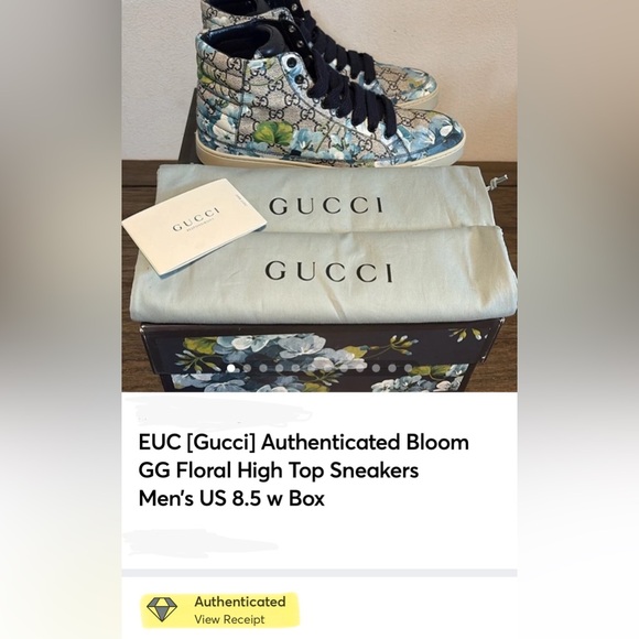 EUC [Gucci] Authenticated Bloom GG Floral High Top Sneakers Men’s US 8.5 w/ Box - Picture 15 of 16